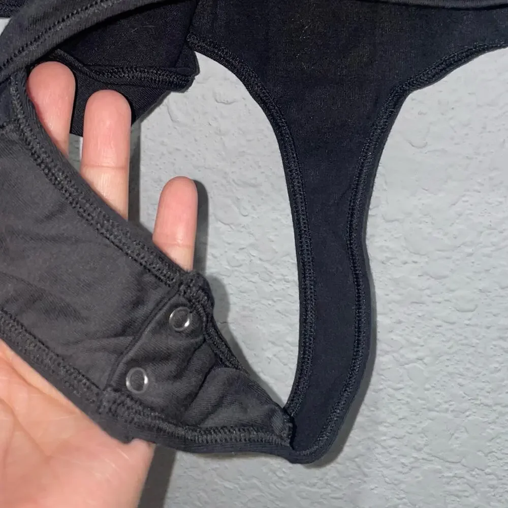 Skims Classic Cotton T Short Thong Bodysuit Black 2X New No Box - Picture 3 of 8